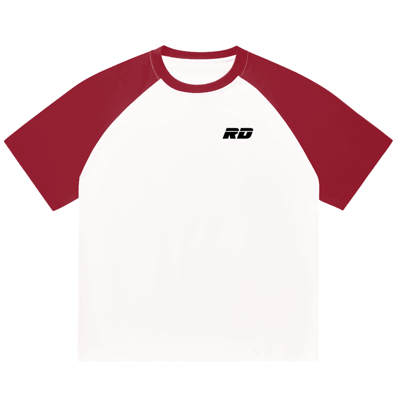 Color-Blocked Raglan Sleeve T-Shirt Red/White