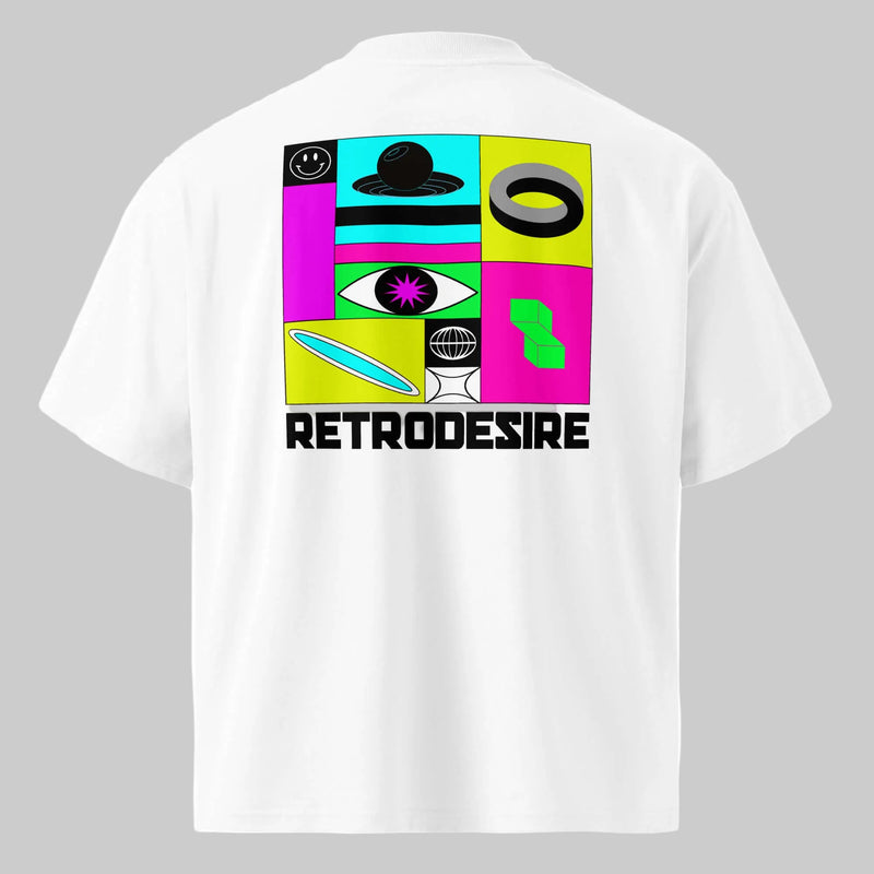 a white t-shirt on a white background featuring a motif on the back