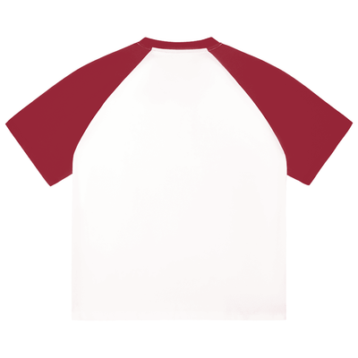 Color-Blocked Raglan Sleeve T-Shirt Red/White