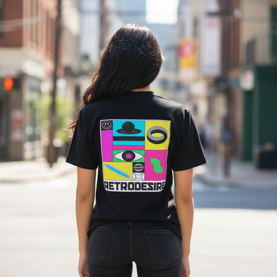 woman posing in street wearing black tshirt