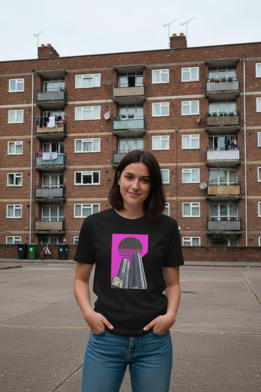 women wearing black tshirt in front of graffiti wall