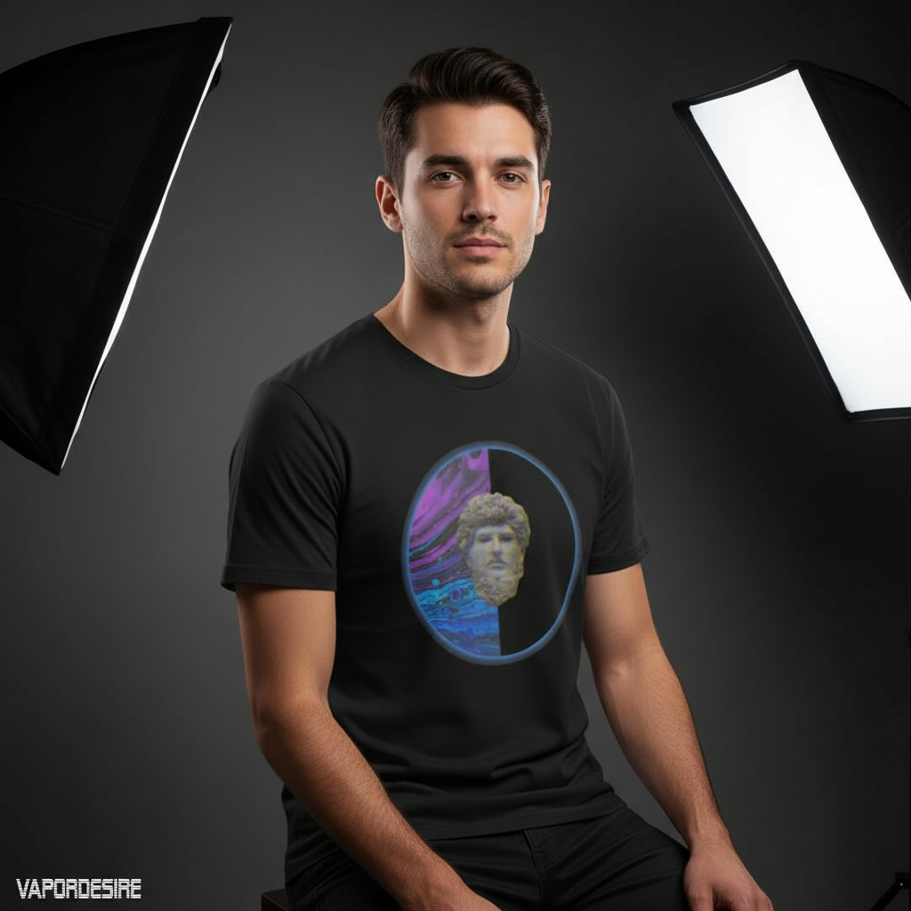 man in studio wearing black tshirt