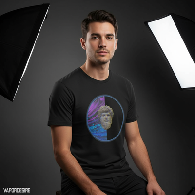 man in studio wearing black tshirt