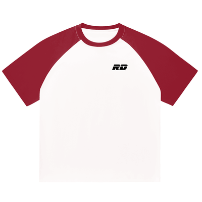 Color-Blocked Raglan Sleeve T-Shirt Red/White