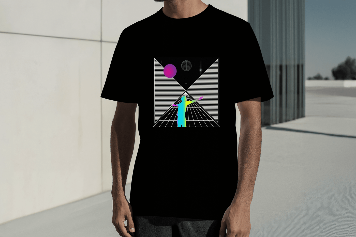 Mens organic cotton 'Space shapes' t-shirt - RetroDesire