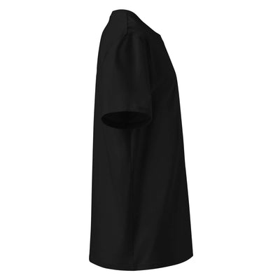 sideview of a black tshirt on a white background